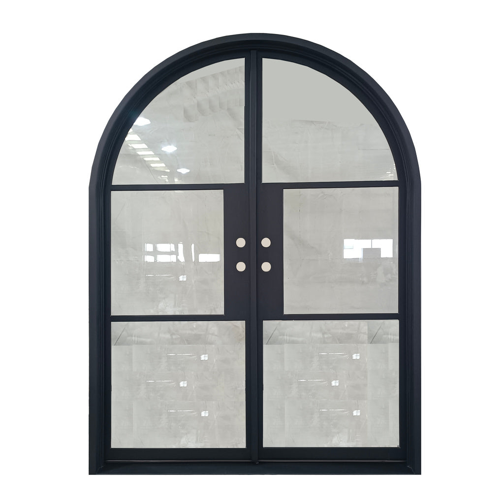 Light 3 Arch - Double (Arriving 6/1/23)-Steel French Doors-Black Diamond Iron Doors