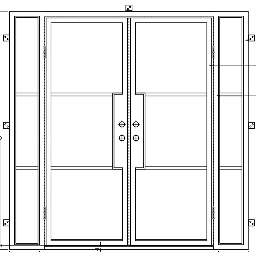 Light 3 - Double + Sidelights-Steel French Doors-Black Diamond Iron Doors