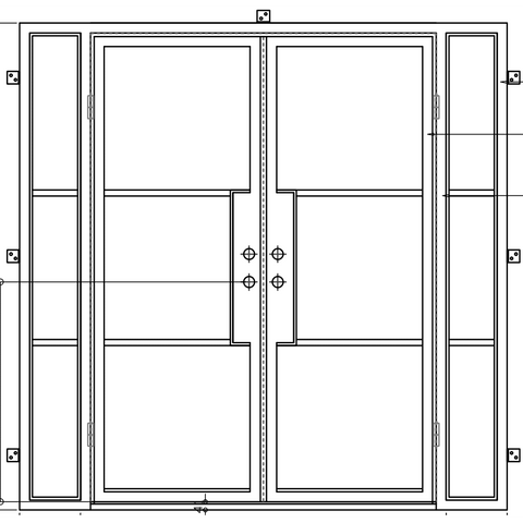 Light 3 - Double + Sidelights-Steel French Doors-Black Diamond Iron Doors