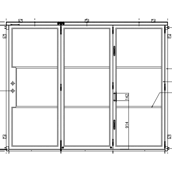 Light 3 - 3 Panel Bi-Fold-Steel Bi-Fold Doors-Black Diamond Iron Doors