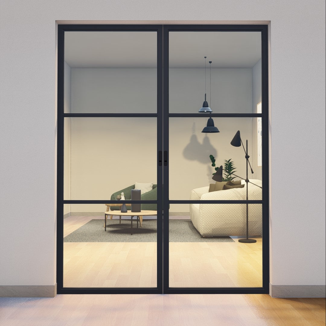 Pre-Order: Light 3 Interior - Double Pocket Door | Steel Pocket Doors (Ships 22-24 Weeks)