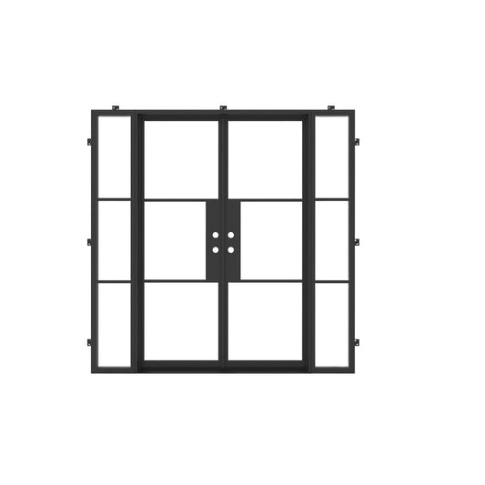 Light 3 - Double + Sidelights | Steel French Doors