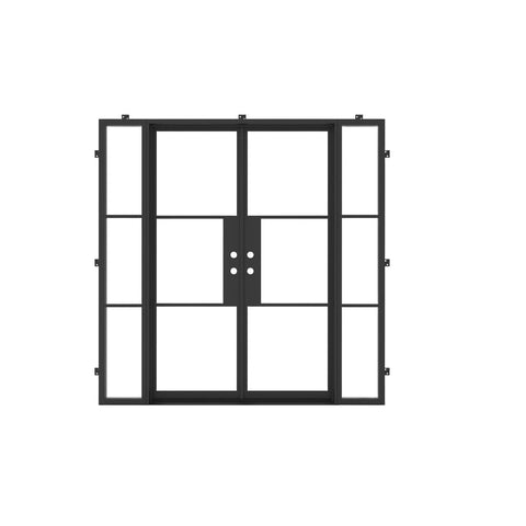 Pre-Order: Light 3 - Double + Sidelights (Cold Weather + Thermal Break) | Steel French Doors (Ships 22-24 Weeks)