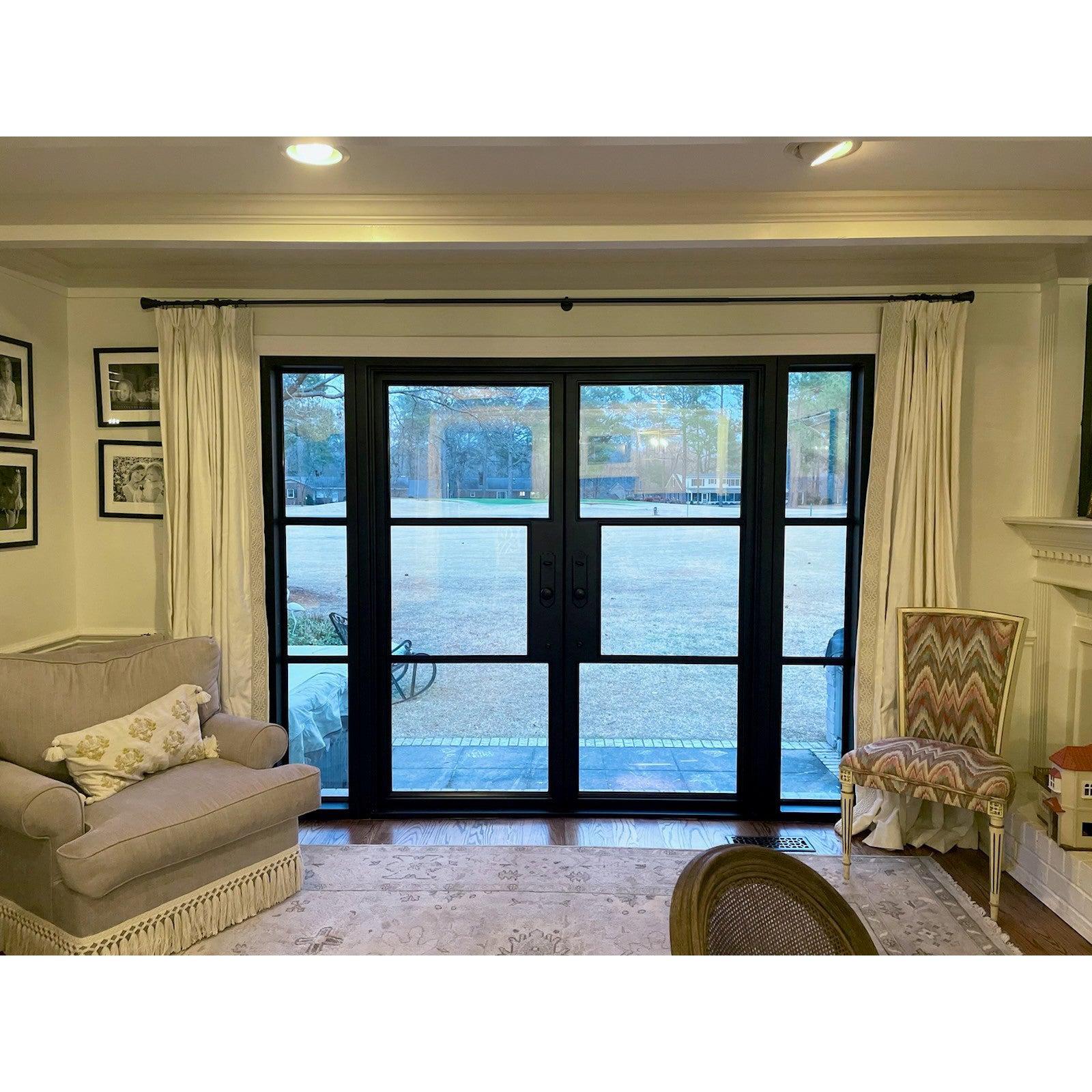 Light 3 - Double + Sidelights-Steel French Doors-Black Diamond Iron Doors