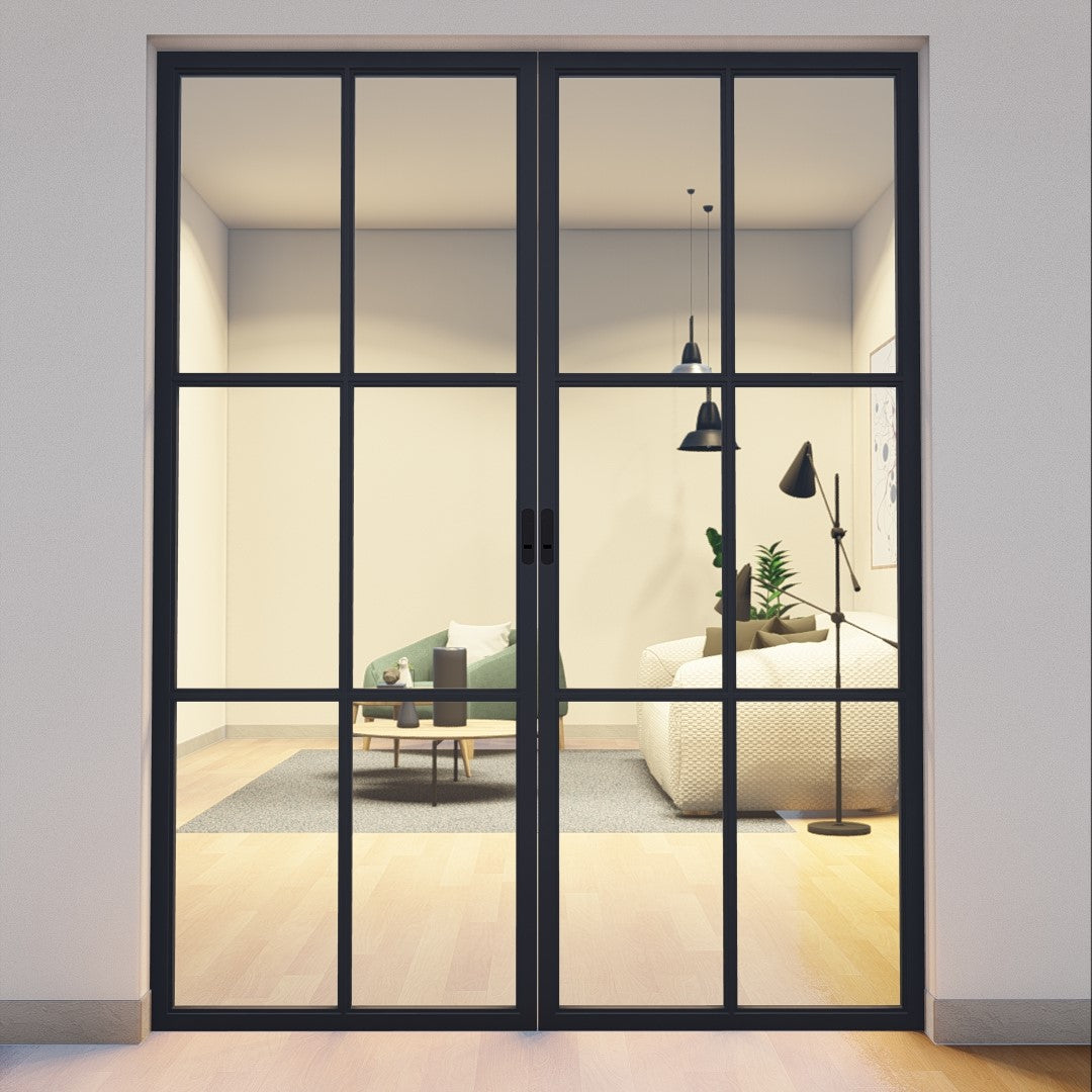 Pre-Order: Light 6 Interior - Double Pocket Door | Steel Pocket Doors (Ships 22-24 Weeks)