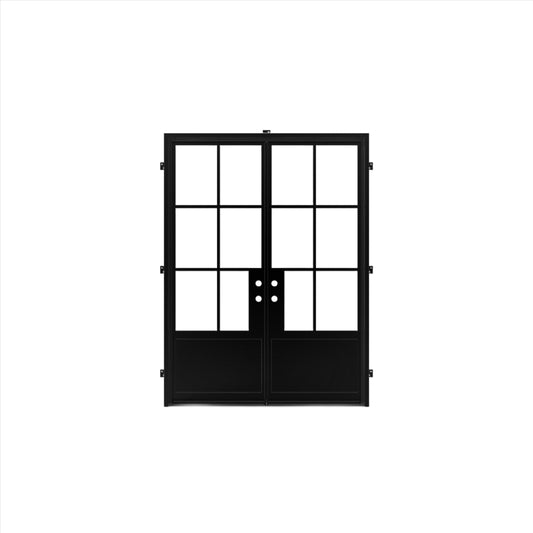 Pre-Order: Light 6 - Double w/ Kickplate | Steel French Doors (Ships 22-24 Weeks)