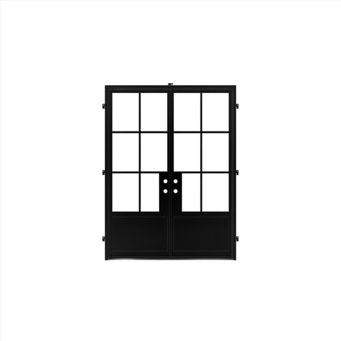 Pre-Order: Light 6 - Double w/ Kickplate | Steel French Doors (Ships 22-24 Weeks)