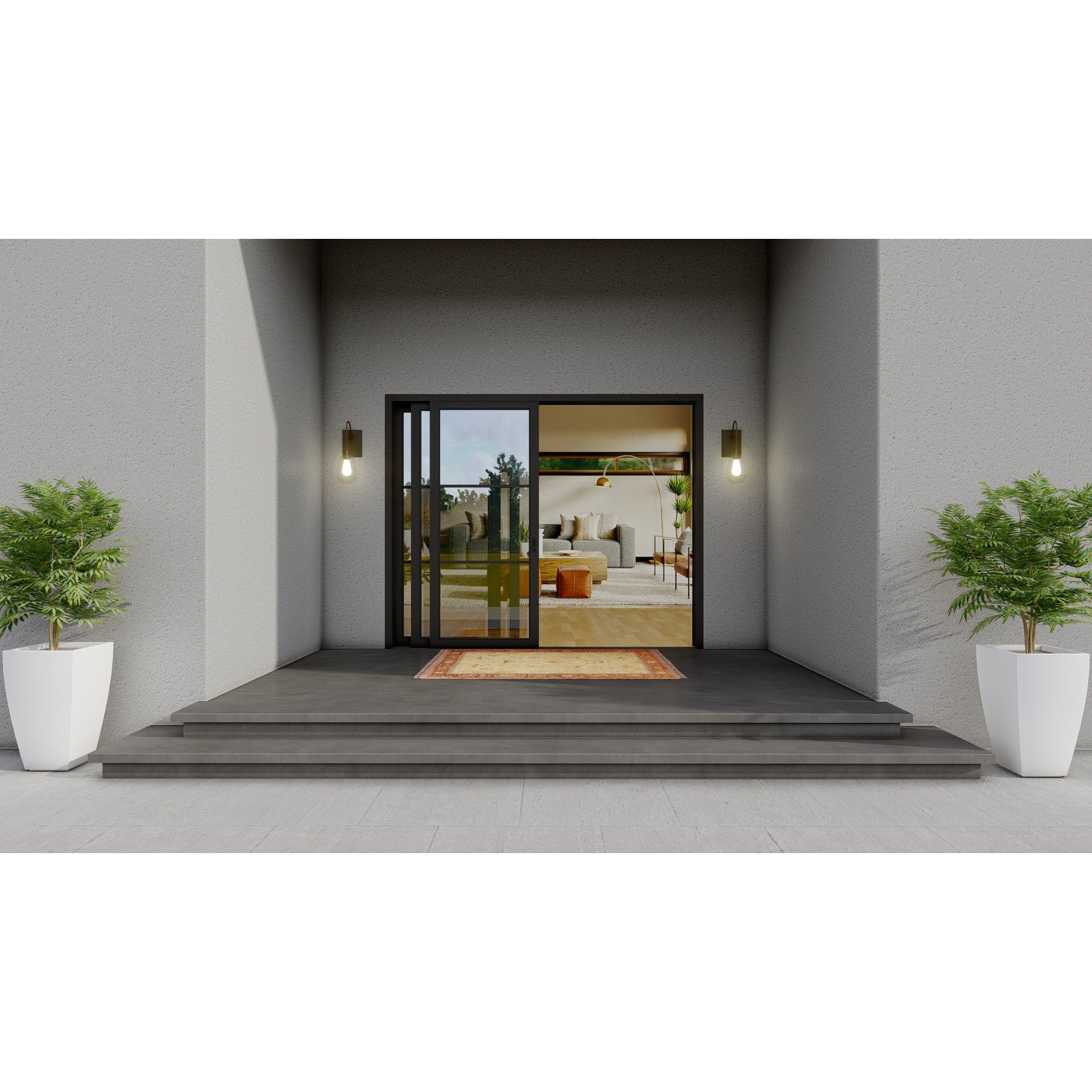 Pre-Order Light 3 - 3 Panel Sliding Door-Steel Sliding Doors-Black Diamond Iron Doors