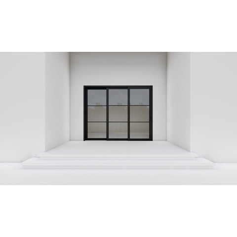 Pre-Order Light 3 - 3 Panel Sliding Door-Steel Sliding Doors-Black Diamond Iron Doors