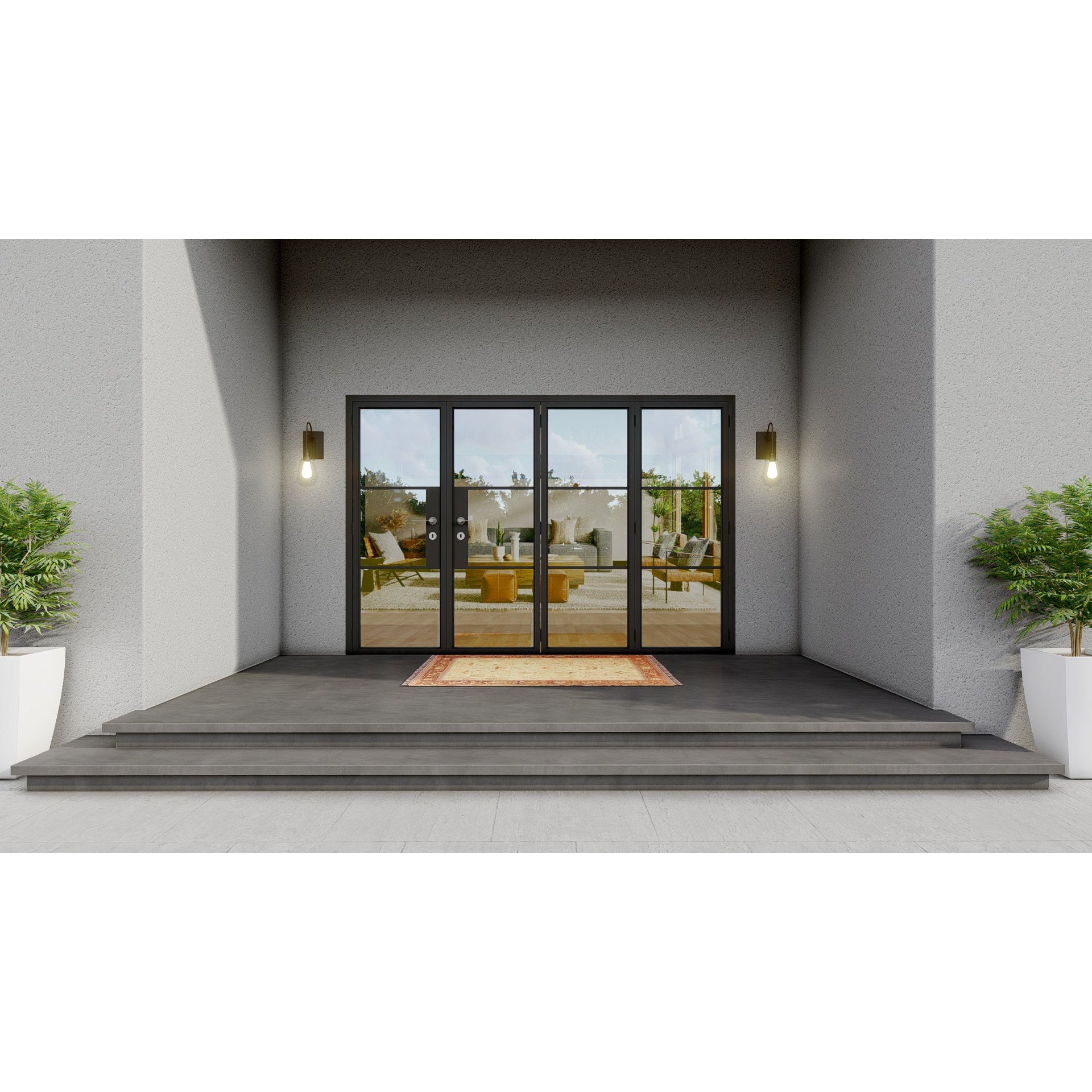 Pre-Order Light 3 - 3 + 1 Panel Bi-Fold Door-Steel Bi-Fold Doors-Black Diamond Iron Doors