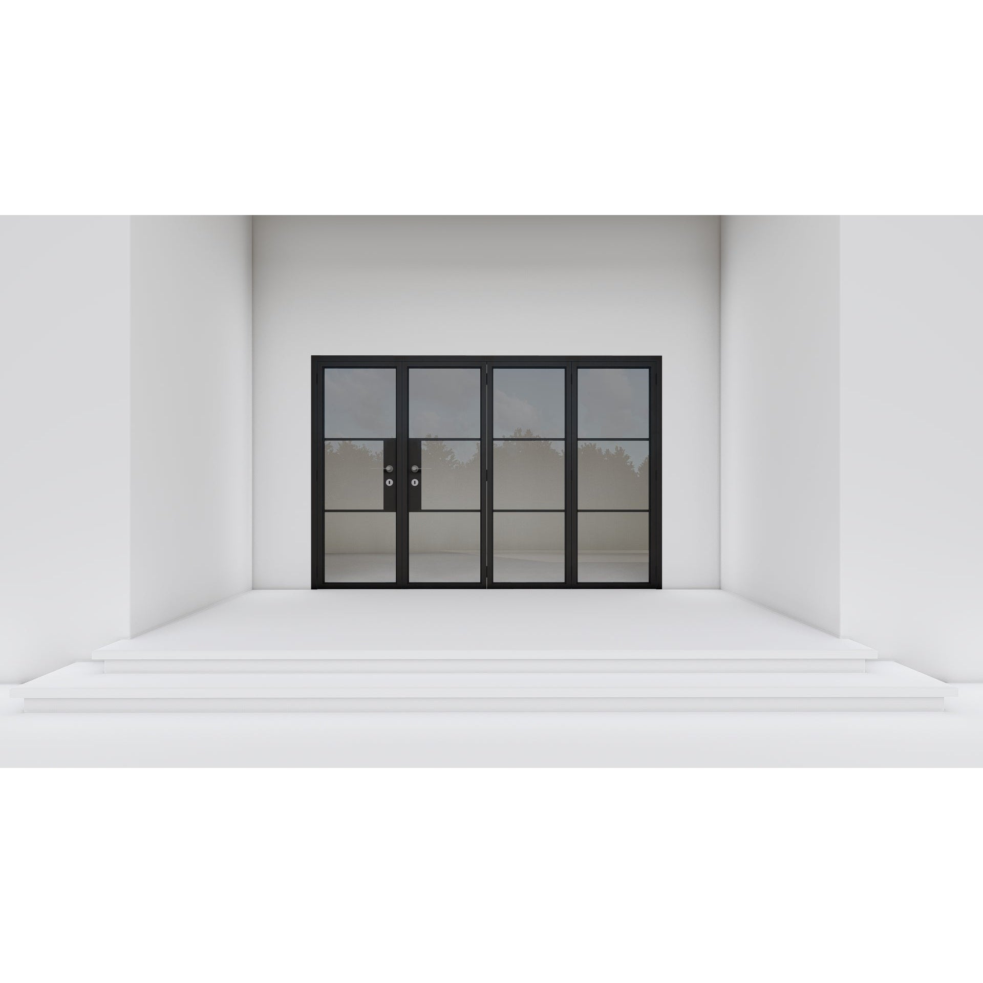 Pre-Order Light 3 - 3 + 1 Panel Bi-Fold Door-Steel Bi-Fold Doors-Black Diamond Iron Doors