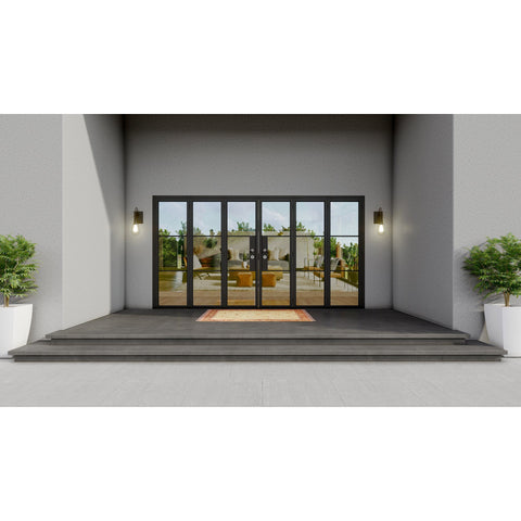 Pre-Order Light 3 - 3+3 Panel Bi-Fold Door-Steel Bi-Fold Doors-Black Diamond Iron Doors