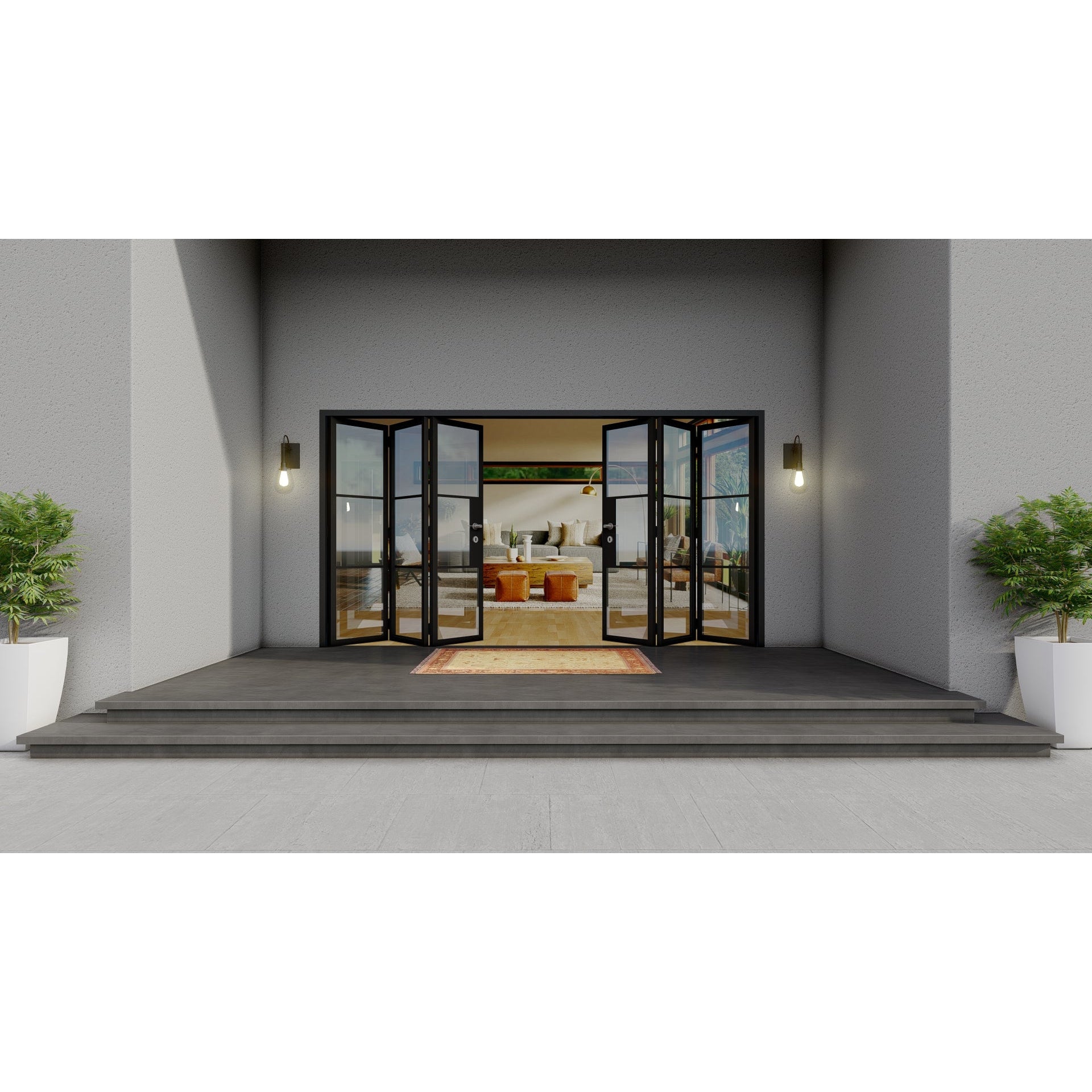 Pre-Order Light 3 - 3+3 Panel Bi-Fold Door-Steel Bi-Fold Doors-Black Diamond Iron Doors