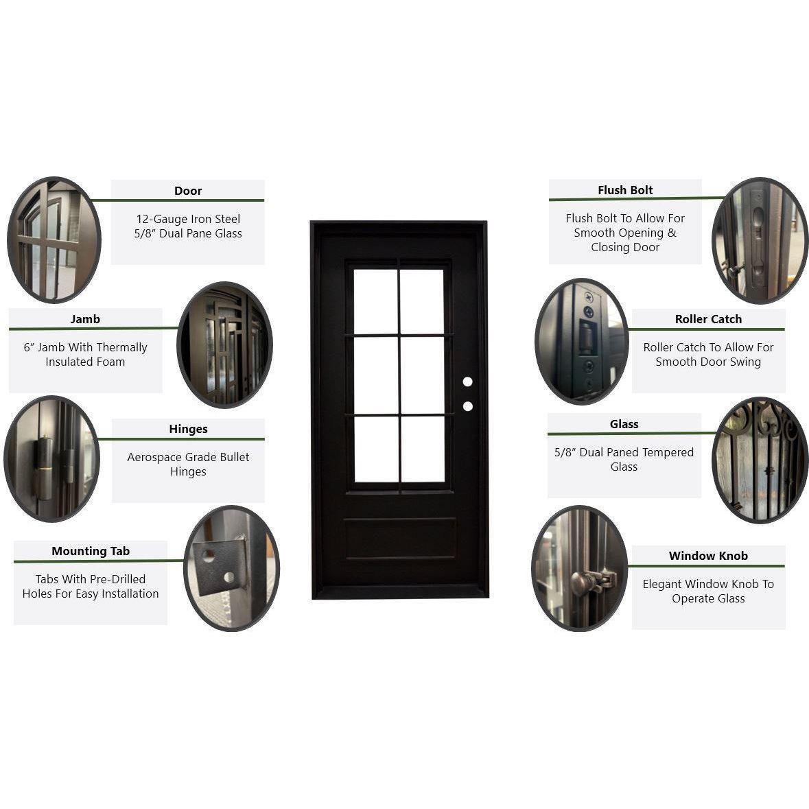 Pre-Order Atlanta-Wrought Iron Doors-Black Diamond Iron Doors