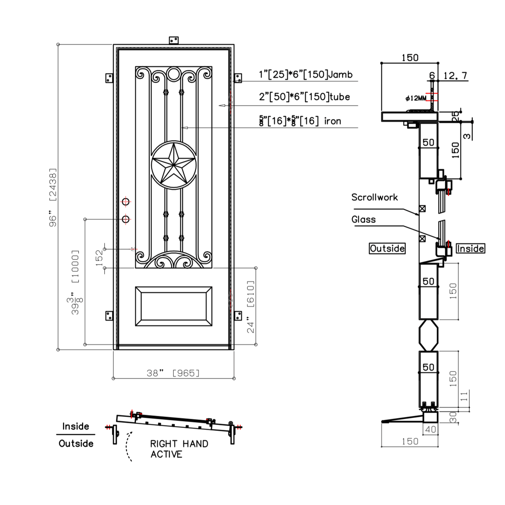 Pre-Order Killington-Wrought Iron Doors-Black Diamond Iron Doors