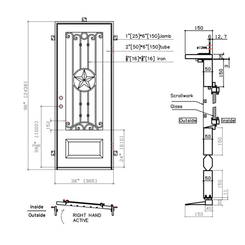 Pre-Order Killington-Wrought Iron Doors-Black Diamond Iron Doors