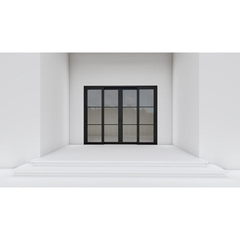 Pre-Order Light 3 - 4 Panel Sliding Door (Fix - 2 Sliding - Fix)-Steel Sliding Doors-Black Diamond Iron Doors