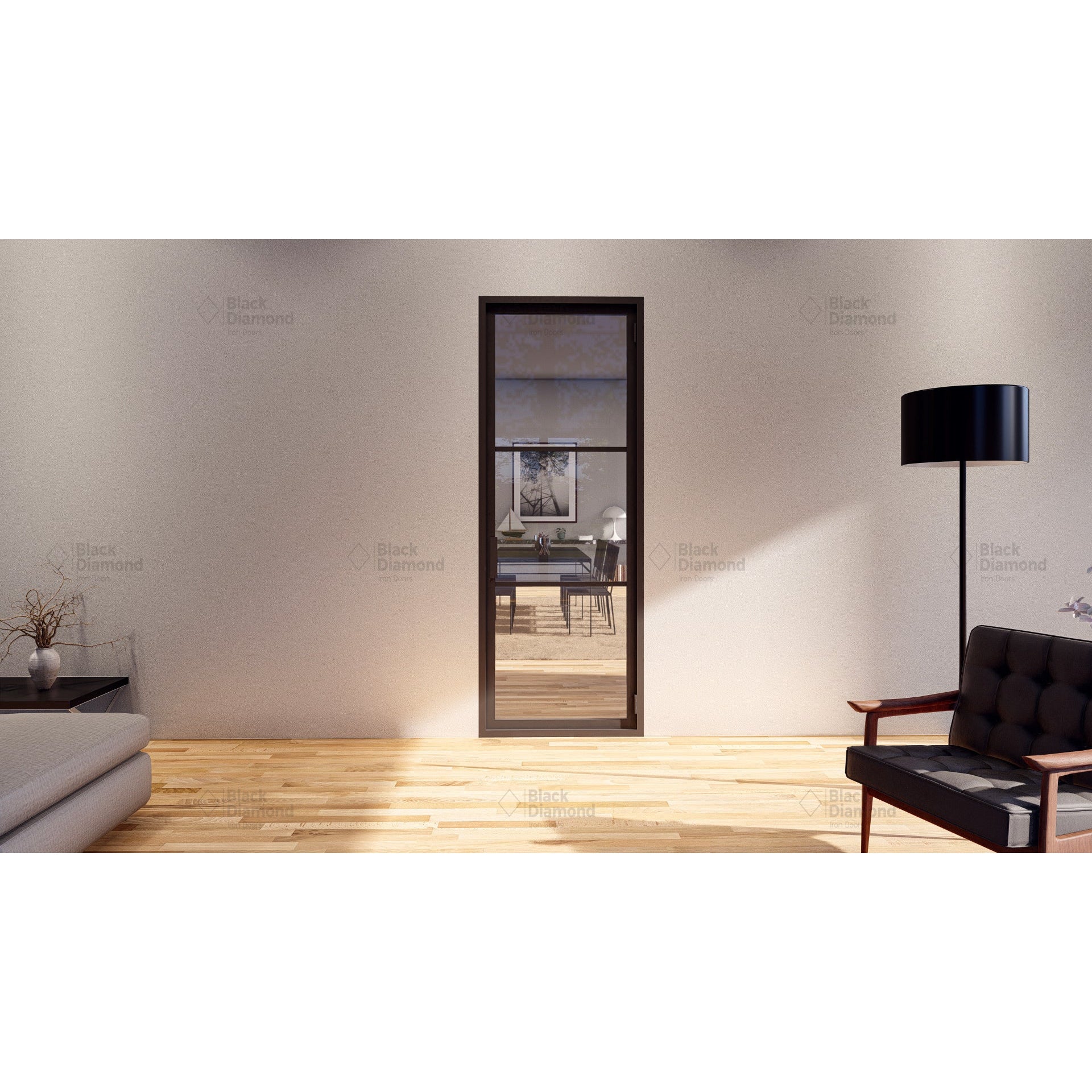 Pre-Order Light 3 Interior Single-Interior Steel Doors-Black Diamond Iron Doors