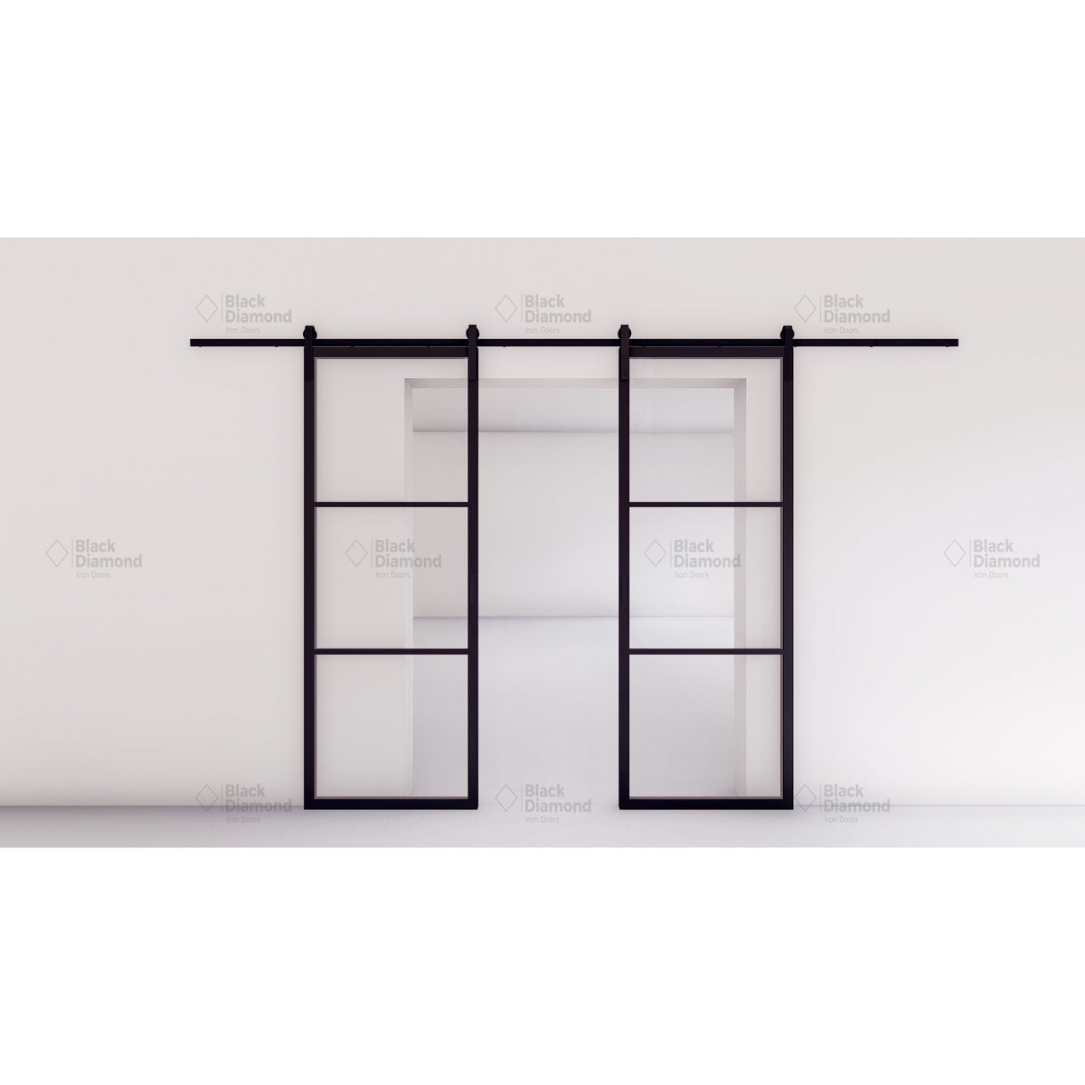 Pre-Order Light 3 Interior Double Barn Door-Steel Barn Doors-Black Diamond Iron Doors