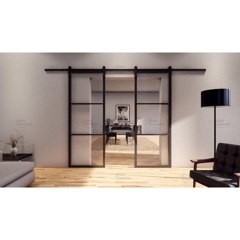 Pre-Order Light 3 Interior Double Barn Door-Steel Barn Doors-Black Diamond Iron Doors