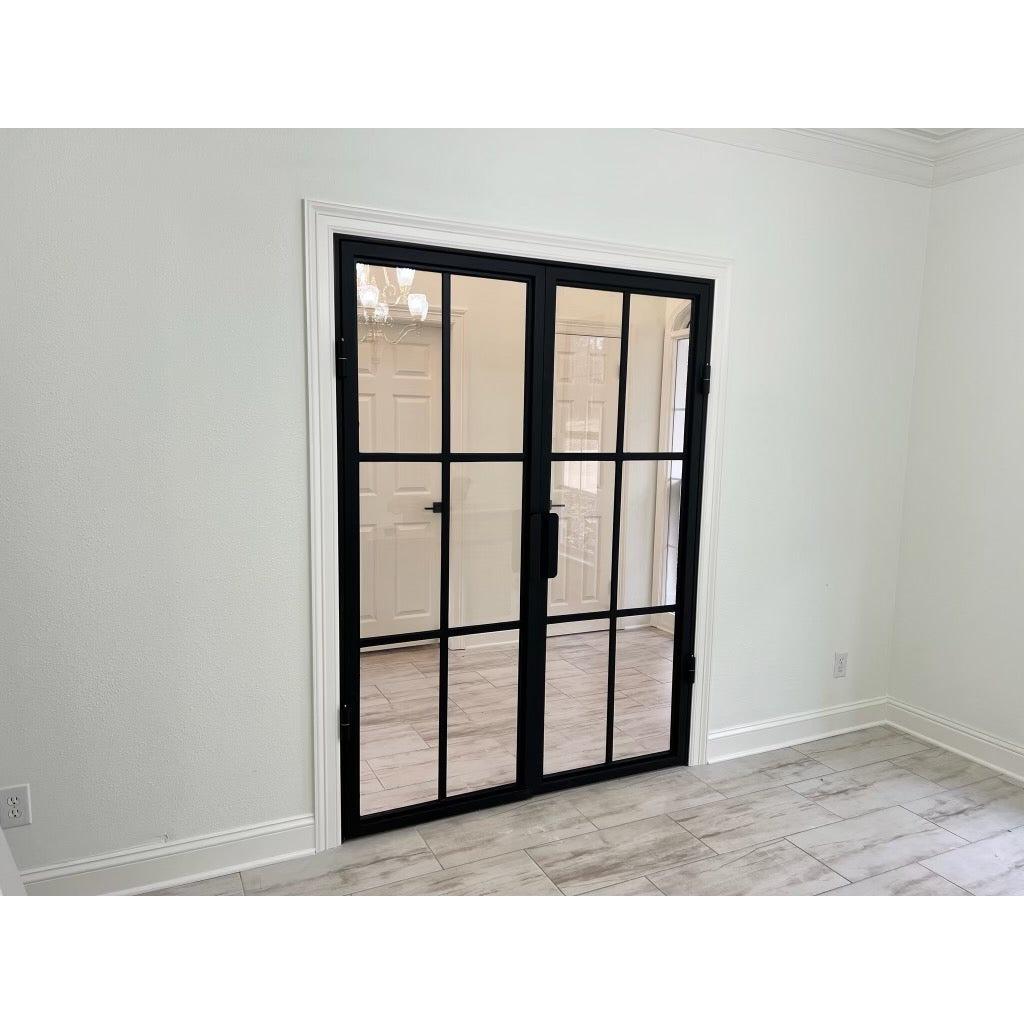 Pre-Order Light 6 Interior Double-Interior Steel Doors-Black Diamond Iron Doors