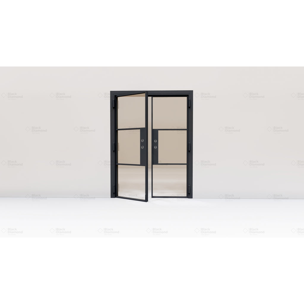 Light 3S - Double (Cold Rolled Steel)-Slim Cold Rolled Steel Doors-Black Diamond Iron Doors