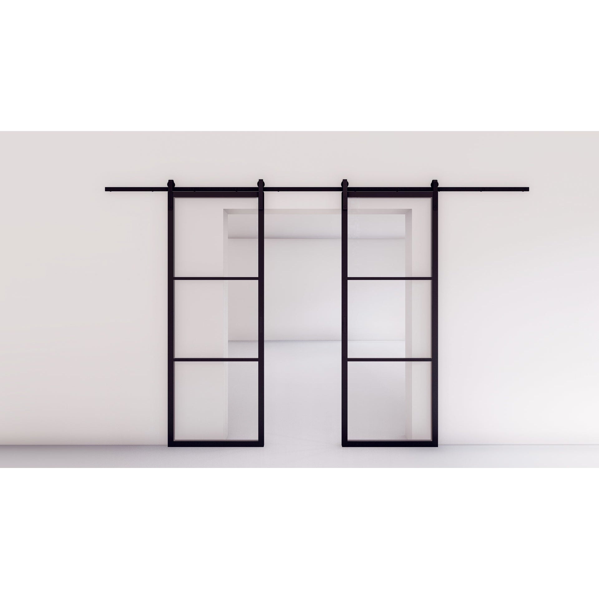 Light 3 Barn Door - Double-Steel Barn Doors-Black Diamond Iron Doors