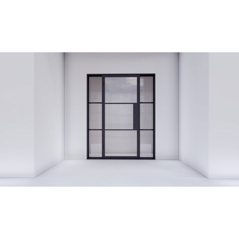 Pre-Order Light 3 - Single w/ Sidelights-Steel French Doors-Black Diamond Iron Doors