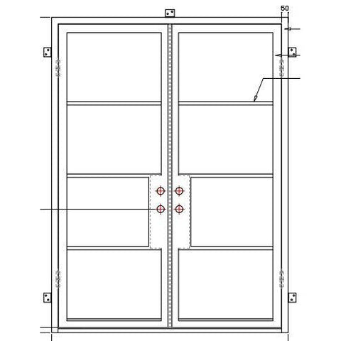 Pre-Order Light 4 - Double (Thermally Broken)-Thermally Broken Doors-Black Diamond Iron Doors