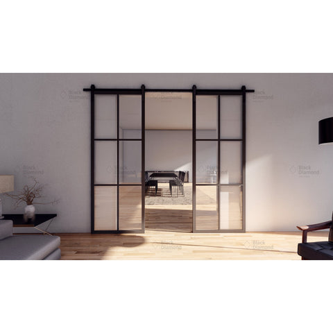 Pre-Order Light 6 Interior Double Barn Door-Steel Barn Doors-Black Diamond Iron Doors