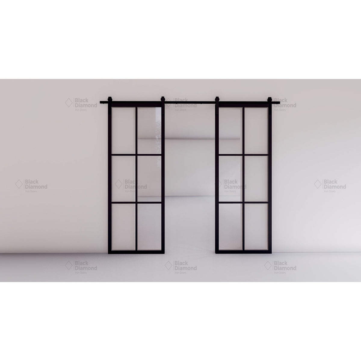 Pre-Order Light 6 Interior Double Barn Door-Steel Barn Doors-Black Diamond Iron Doors