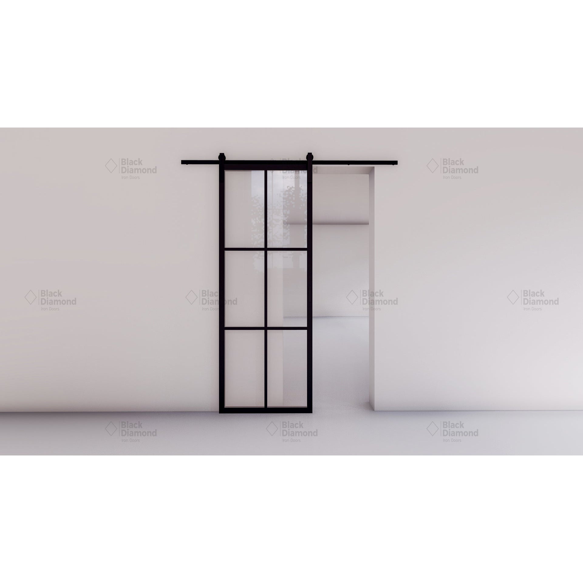 Pre-Order Light 6 Interior Single Barn Door-Steel Barn Doors-Black Diamond Iron Doors