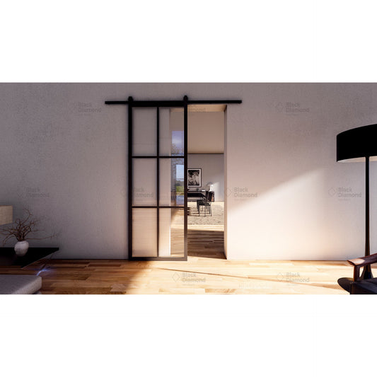 Pre-Order Light 6 Interior Single Barn Door-Steel Barn Doors-Black Diamond Iron Doors