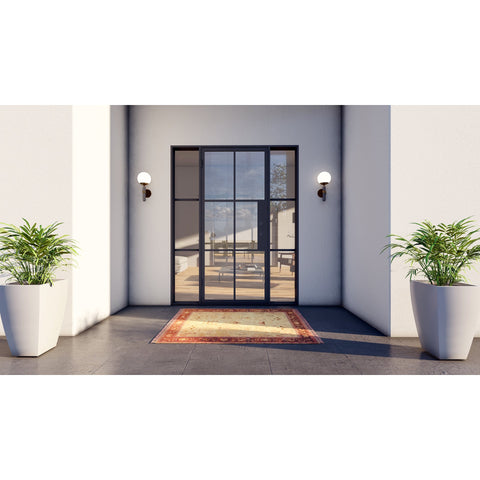 Light 6 - Single + Sidelights-Steel French Doors-Black Diamond Iron Doors