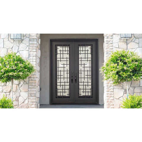 Milan Double-Wrought Iron Doors-Black Diamond Iron Doors