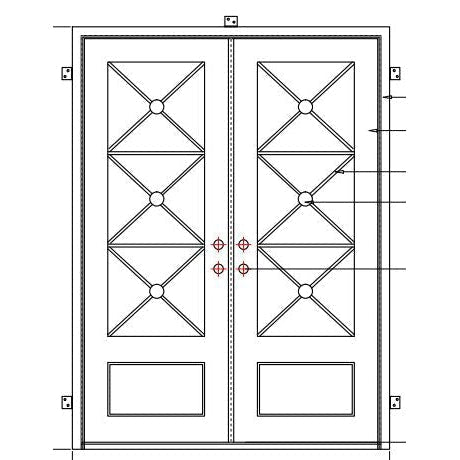 Snowflower Double-Wrought Iron Doors-Black Diamond Iron Doors