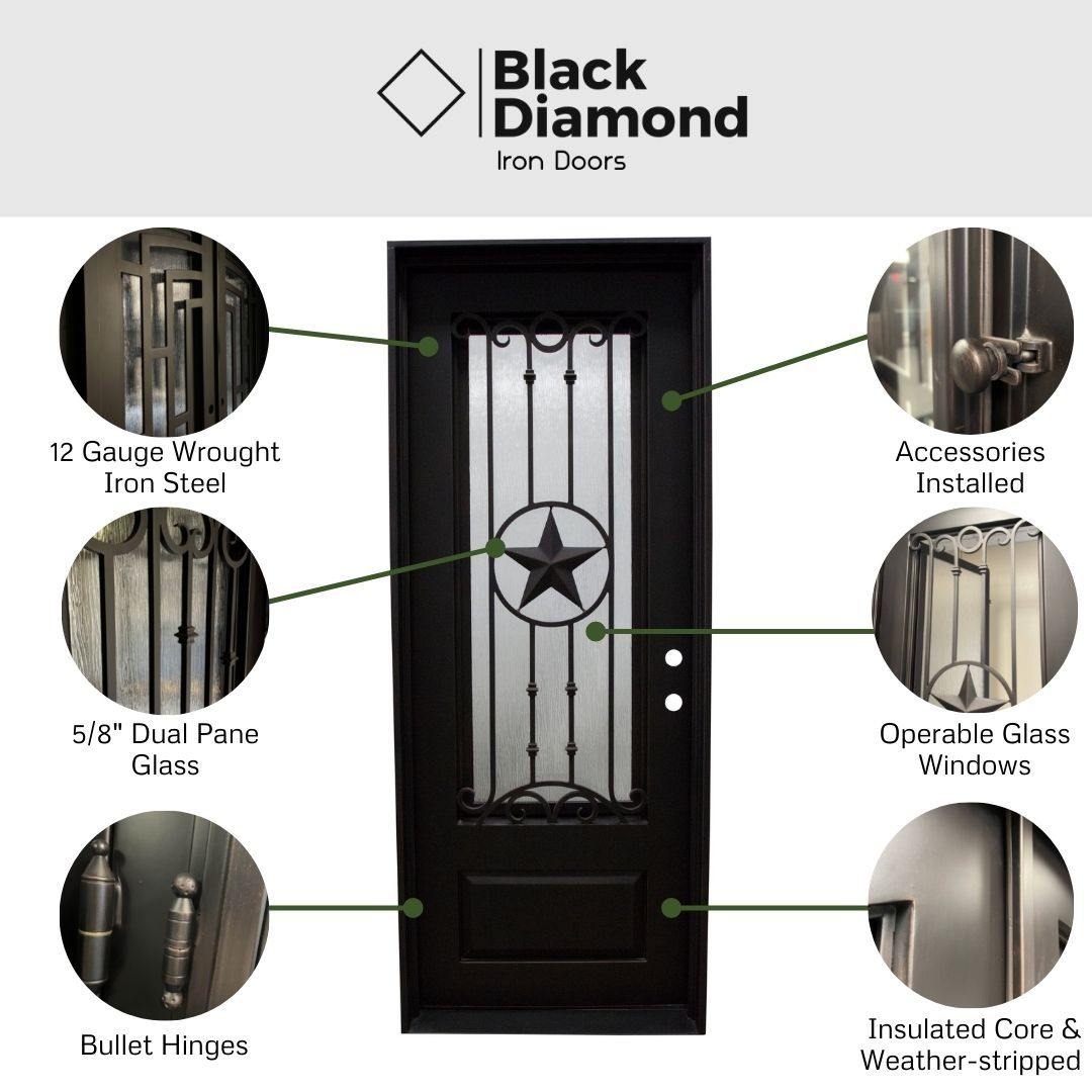 Pre-Order Milan Single-Wrought Iron Doors-Black Diamond Iron Doors